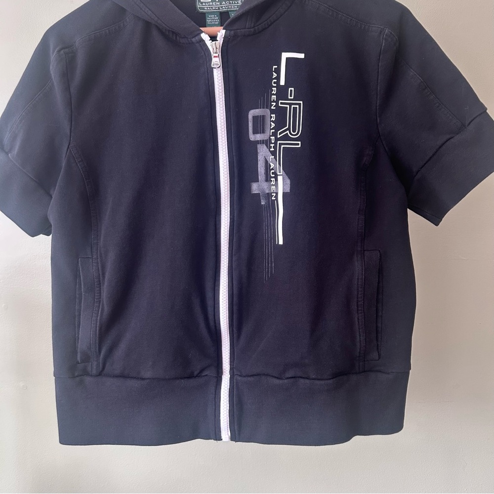 Lauren Ralph Lauren Active BlackWomen's Short Sleeve Zip-Up
Hoodie Sweatshirt XL - Picture 7 of 11